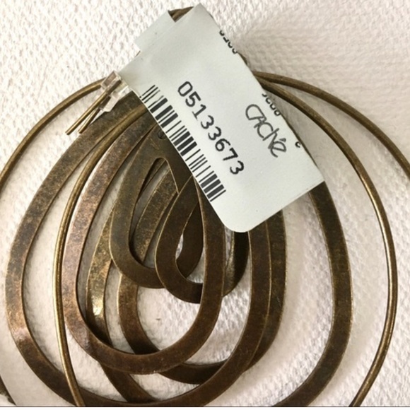NWT Cache Bronze Metal Abstract Spiral Drop Hoop Earrings - Picture 5 of 6